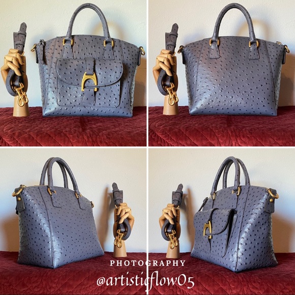 NEW Dooney&Bourke Steel Blue Ostrich Emerson Naomi - Picture 8 of 9